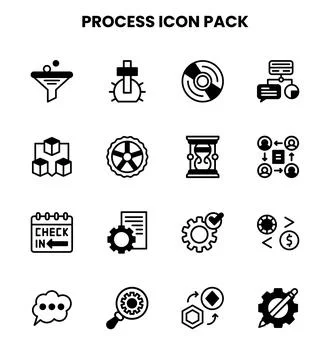 Process DuoTone UI Icons Pack Stock Illustration