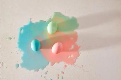 Process of dyeing easter eggs Stock Photos