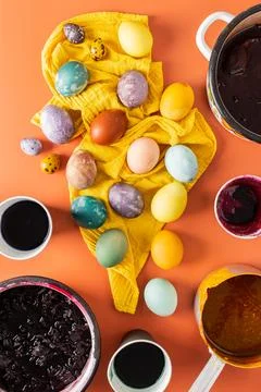 The process of dyeing Easter eggs Stock Photos