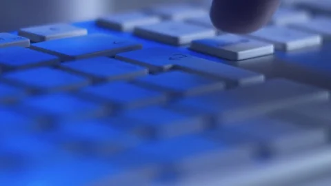 Process of Editing Text with Keyboard. Macro Stock Footage 113899289