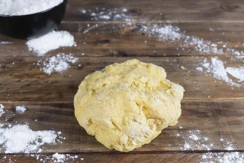 Process of elaboration of dough for pan de muerto. Bakery concept. Stock Photos