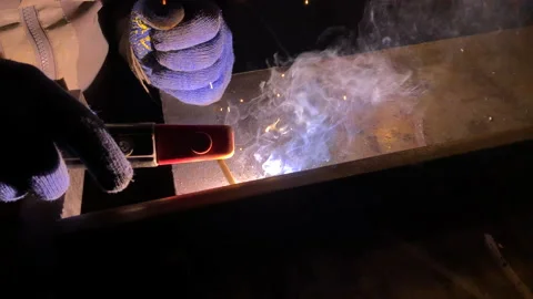 Process of electric welding of metal Stock Footage 160483613