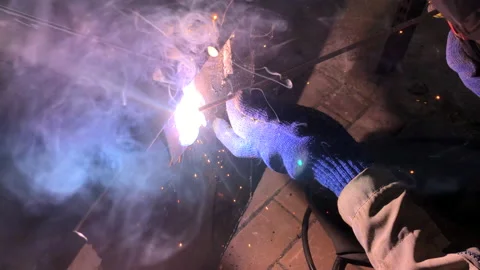 Process of electric welding of metal structures Stock Footage 160483562