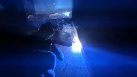 Process of electric welding of metal structures Stock Footage 160483889