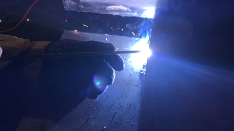 Process of electric welding of metal structures Stock Footage 160484020