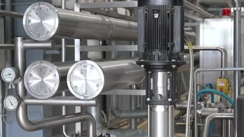 Process equipment for dairy production. Video stock 254323264
