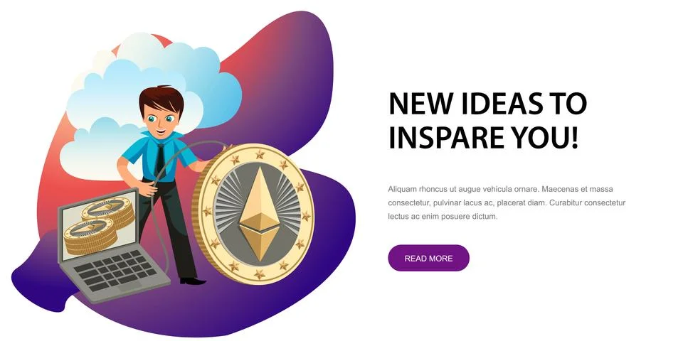 Process of Ethereum cryptocoins mining flat poster Stockillustratie