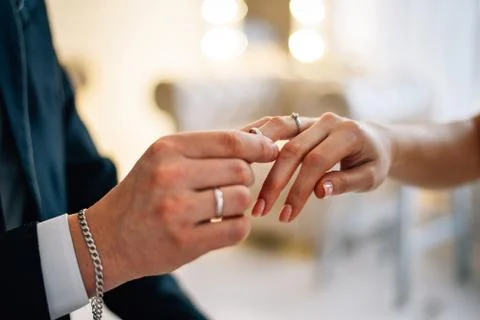 The process of exchanging rings Stock Photos