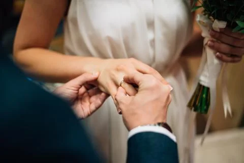 The process of exchanging rings Stock Photos