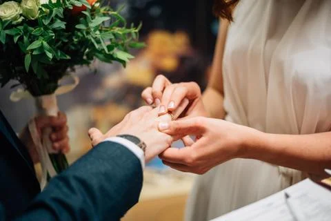 The process of exchanging rings Stock Photos