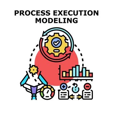 Process execution modeling analyzing business solution development Stock Illustration