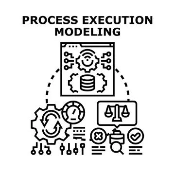Process execution modeling analyzing business workflow system Stock Illustration