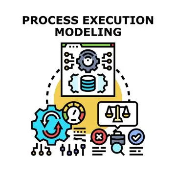Process execution modeling analyzing business workflow system Stock Illustration