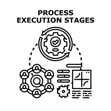 Process execution stages concept with business development cycle Stock-Illustration