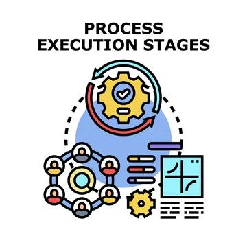 Process execution stages concept with business development cycle Stock Illustration