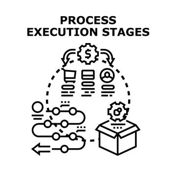 Process execution stages planning and optimization concept Stock Illustration