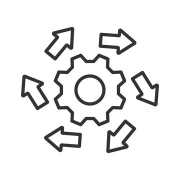 Process expansion icon in line design. arrows, direction, distribution, growth Stock Illustration