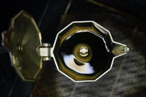 The process of extracting coffee into espresso using mocha pots, boiling wate Stock Photos