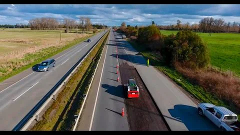 Process of extracting old asphalt from roads for renovation Stock Photos