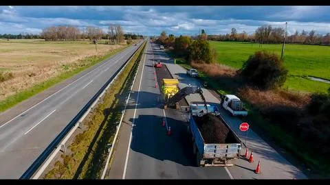 Process of extracting old asphalt from roads for renovation Stock Photos