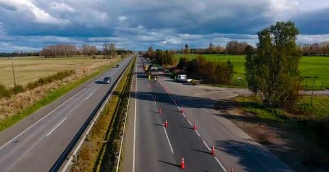 Process of extracting old asphalt from roads for renovation Stock Photos