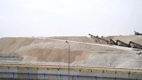 The process of extracting potash salts from natural deposits that are used .. Stock Footage 328829975