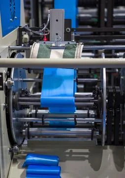 Process of extruder polyethylene plastic bag Stock Photos