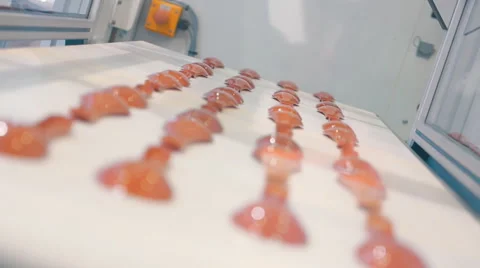 The process of extrusion equipment operation - manufacturing plastic spoons  Stock Footage 61549645