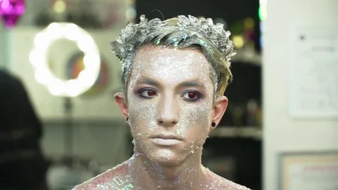 Process of the face art creation in the beauty studio Stock Footage 76582429