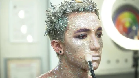 Process of the face art creation closeup Stock Footage 76582598