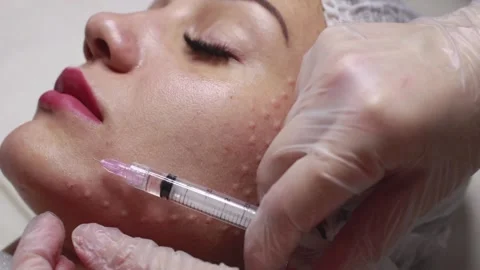 The process of facial mesotherapy Stock Footage 131176143