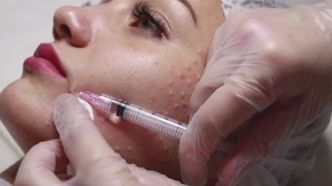 The process of facial mesotherapy Stock Footage 131320744