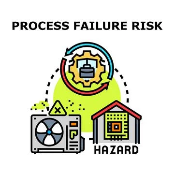 Process failure risk impact on industrial systems hazard Illustrazione stock