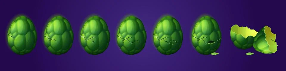 Process of fantasy dragon egg break Illustrazione stock