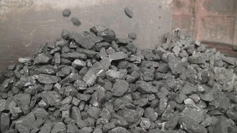 Process of filling container with coal. Slow motion Stock Footage 205238276