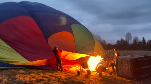 The process of filling a large balloon with air Stock Footage 155482223