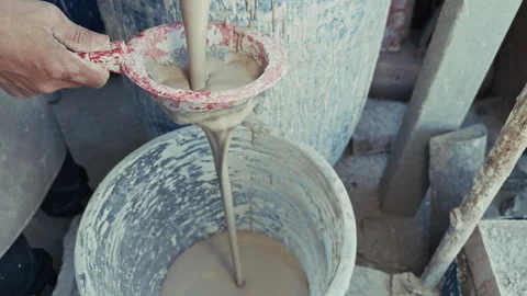 Process Of Filtering Ceramic Slurry After Mixing Stock Footage 333605300