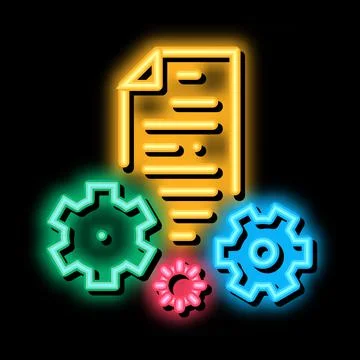 Process of financial audit neon glow icon illustration Illustrazione stock