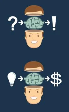 The process of finding a solution and money Stockillustratie