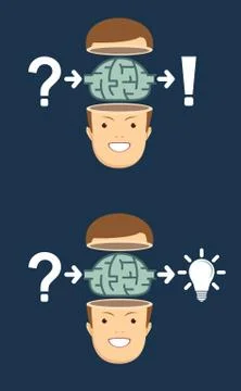 The process of finding a solution. thinking or problem solving business concept Stock Illustration