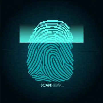 The process of fingerprint scanning - digital security system Stock Illustration