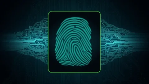 The process of fingerprint scanning, result of the scan - access is granted Stock Footage 70526904