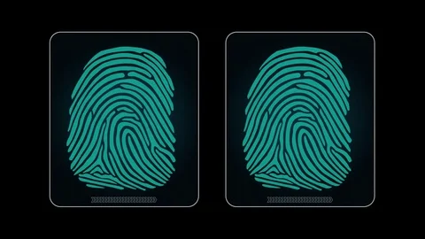 The process of fingerprint scanning -  two result - access granted and denied Stock Footage 70526260