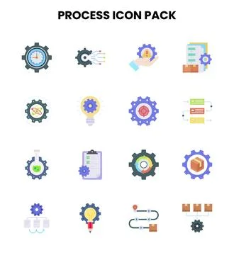 Process Flat Bundle Icons Pack Illustrazione stock