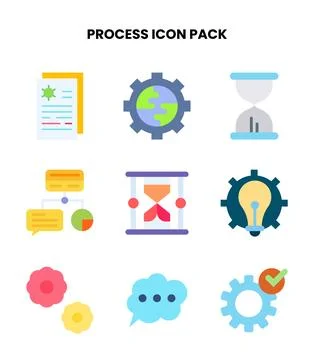 Process Flat Collection Icons Pack Illustrazione stock