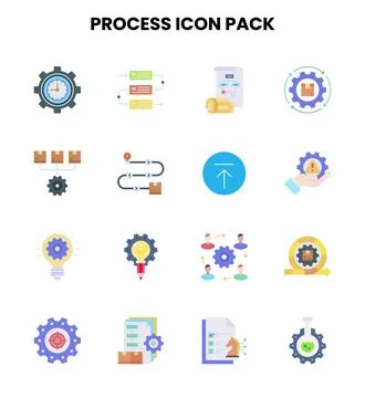 Process Flat Collection Icons Pack Stock Illustration