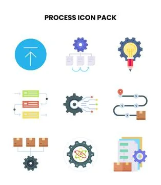 Process Flat Design Icons Pack Stock Illustration