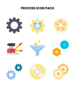 Process Flat Design Icons Pack Ilustración de archivo