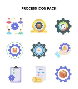 Process Flat Design Icons Pack Stock Illustration