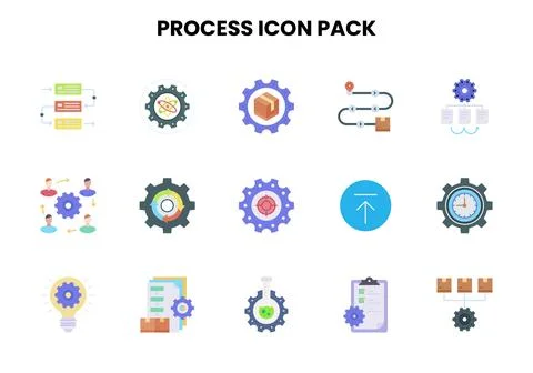 Process Flat Graphics Icons Pack Stock Illustration
